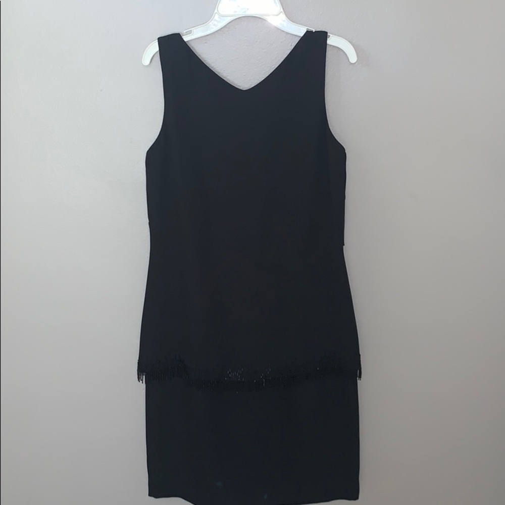 Liz Claiborne sleeveless black dress with fringe